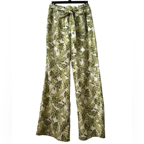 MINE Tropical Pattern Elastic Waist Pants Medium - Picture 1 of 7